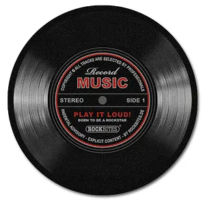 Alfombra Grande con Diseño de Disco de Vinilo, Decoración Creativa para el Hogar con Temática Musical - Product Image 1