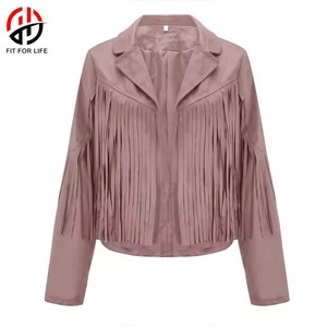 Best Looking OEM Men's Winter Casual Fringe Suede <b>Leather</b> <b>Jacket</b> High Quality <b>Genuine</b> Western Style Stand Collar Cowboy Style - Product Image 1