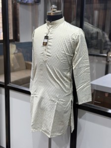 Exquisite Silver Jacquard <b>Men</b>’s Sherwani <b>Kurta</b> Indian Pakistan Woven Ethnic Suit for Formal Reception & Party Wear Wholesale - Product Image 2