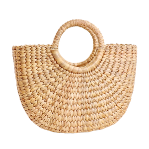 Top vendeur marron clair Style classique sac en rotin jacinthe d'eau demi-cercle conception panier vacances cadeau décoration de la maison Vietnam - Product Image 4