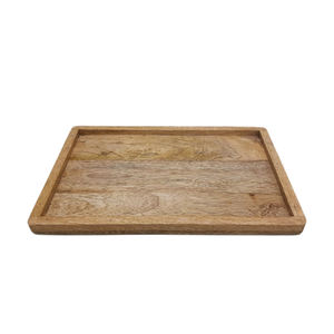 Bandeja rectangular de madera de mango con asa, bandeja de servicio de Color Natural Para Boda y Decoración de mesa personalizada - Product Image 2