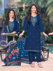 Collection en gros de vêtements de fête d'hiver Salwar Kameez en soie romaine prêts à l'emploi pour les vêtements indiens et pakistanais - Product Image 4