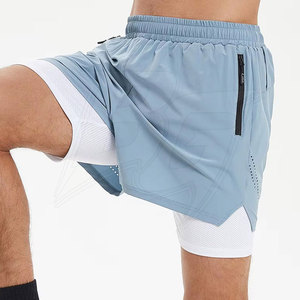 Latest Design 2 In 1 Shorts Lightweight Mesh Outer <b>Layer</b> Soft Inner Shorts Elastic Waist Design Comfortable Athletic Fit - Product Image 5
