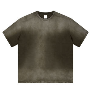 Meilleure vente 100% coton Jersey lavage à l'acide High Street Style respirant à manches courtes hommes décontracté grande taille Logo personnalisé T-Shirt - Product Image 5