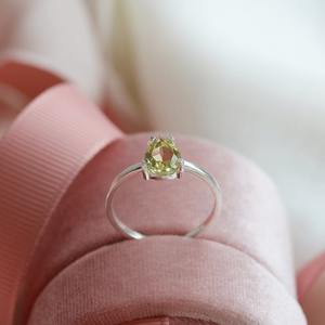 แหวนหมั้นวินเทจของผู้หญิง925S เงินด้วยเลมอนควอตซ์ที่ไม่ซ้ำกันลูกแพร์เหลี่ยมเพชรพลอยประดับเพชรธรรมชาติไข่มุกแหวนละเอียด - Product Image 5