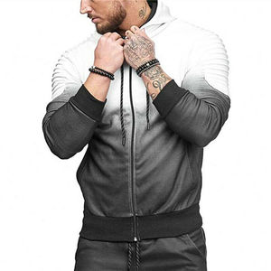 Sweat-shirt à capuche athlétique pour homme 100% coton Hiver Broderie décontractée Veste de fitness Séchage rapide Respirant - Product Image 4