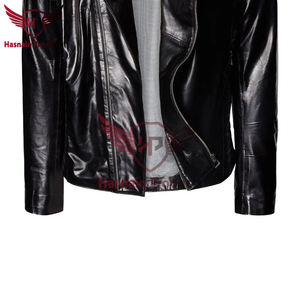 Custom High Quality Men's Winter Jacket Stylish Classic <b>Black</b> <b>Wool</b> Shearling Lined Leather Outerwear Premium Quality High Street - Product Image 3