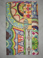 Couvre-lit Kantha en coton fait main, réversible, patchwork, lavable, écologique, style bohème, pour lit Queen ou King