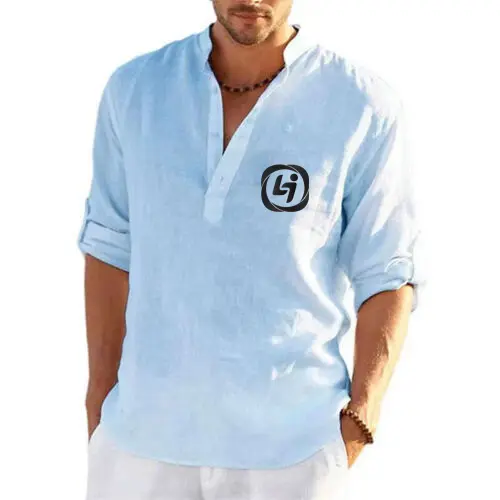 Latest Design Men Summer Long Sleeve Linen Shirts Solid Loose Casual Dress Tee Blouse Tops oversized shirt