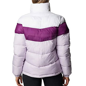 Veste matelassée pour femme avec logo personnalisé, respirante, imperméable, en nylon/polyester, à capuche, 320g, pour usage extérieur en hiver, tricotée - Product Image 5