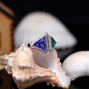 Bague en argent sterling avec émeraude et tanzanite infinie, bijoux de luxe, symbole d'union éternelle, beauté gracieuse, cadeau de mariage unisexe, Zubeda - Product Image 3