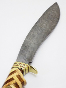 Couteau Bowie fait à la main pleine Tang lame en acier damas avec gaine en cuir chasse survie couteau de Camping en plein air - Product Image 5