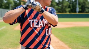 Maillot de baseball personnalisé sublimé à boutons, design à rayures asymétriques, tricot plat, tenue d'équipe, vente en gros OEM - Product Image 3