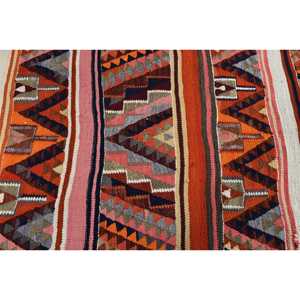 พรมตุรกีวินเทจขนาด 3x10.3 ฟุต, พรมปูพื้น, พรมขนสัตว์ลายดอกไม้สีส้มชมพู - Product Image 5