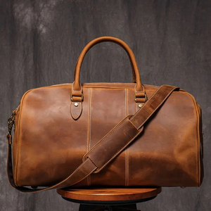 OEM ODM Vintage Real Leather Gym Sport Bag <b>Travel</b> Genuine Leather Overnight Bag Duffel <b>Holdall</b> Full Grain Leather <b>Travel</b> Bag - Product Image 1