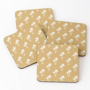 1072 Mango Wood/Acacia Wood Over Printed Tea Serving <b>Coasters</b> 4 Pieces <b>Set</b> - Product Image 1