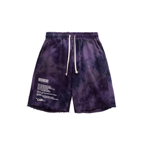 Venta al por mayor de alta calidad de la pantalla impresa personalizada de los hombres Vintage lavado ácido pantalones cortos de sudor Set para hombres - Product Image 3