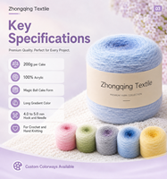 Fil à crocheter 200g 100% Acrylique, à dégradé long, effet boule magique, teint en boule, auto-dégradé ombré, pour couverture bouquet d'hortensias, OEM ODM