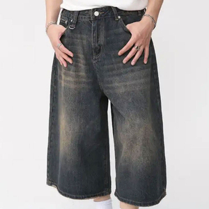 Streetwear viral exclusif sur mesure pour hommes, short de charpentier, baggy à la mode, jorts pour hommes, demi-pantalon de travail, short en jean denim - Product Image 6