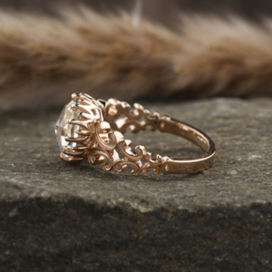 Anillo de compromiso de diamante de corte redondo de cabujón cultivado en laboratorio, certificado IGI de platino, anillo de regalo de estilo Vintage lujoso para mujer - Product Image 2