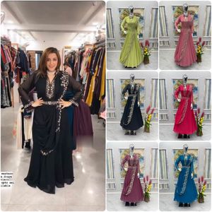 Launching New Designer Party Wear Look Gown & Attached Dupatta With Waist <b>Belt</b> Set Fancy Gown Beautiful Color - Product Image 4