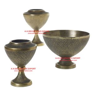 Moderno latón antiguo en relieve Pedestal flor cuenco jarrones hogar sala de estar Hotel restaurante frutas tema macetas y jardineras - Product Image 5