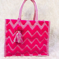 Sacs fourre-tout pour dames en coton Dari de créateur faits à la main avec motif de fil carré Sacs de soirée de style tendance