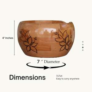 Bol à laine en bois rustique, sculpté à la main, support pour le tricot et le crochet, bol de rangement, cadeau pour les tricoteuses et les crocheteuses - Product Image 4