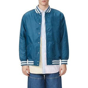 New Trending Winter Satin Varsity <b>Jacket</b> Zipper Closure Stand Collar Solid Pattern Waterproof Breathable Custom Embroidery Front - Product Image 1