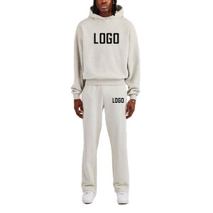 Top Tendance Beige Survêtements Coton Polaire Pull À Capuche Avec Poches Latérales Jambe Large Pantalon De Survêtement Surdimensionné Baggy Survêtements - Product Image 1