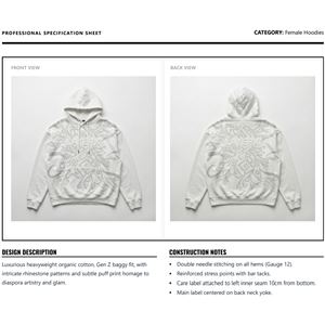 Sweat à capuche pour femme en molleton de coton 500 g/m², délavé à l'acide, avec strass et motif 3D en relief, vente en gros, vêtements de rue personnalisés pour revendeurs - Product Image 6