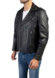 Veste en cuir véritable de style motard poches zippées à l'avant col rabattu couleur marron course manches longues personnalisées 2024 vestes pour hommes - Product Image 2