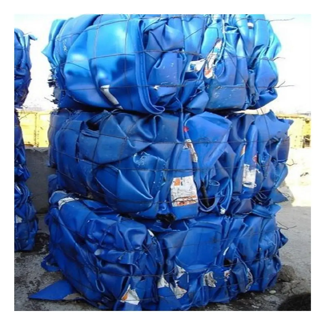 Obral gores plastik drum biru HDPE kelas atas | Potongan Drum biru di Baled