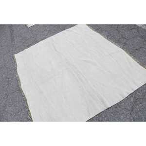พรมตุรกีขนาด 5.6x4.9 ฟุต พรมวินเทจ พรมลายขาวแบบนามธรรม - Product Image 2
