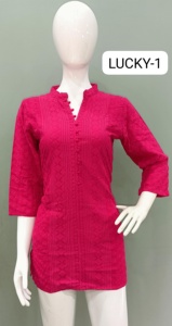 PRESENTA CHIKANKARI TOP CORTO TOTALMENTE LUCKNOWI TRABAJO EN LA PARTE DELANTERA + TRASERA + MANGAS - Product Image 2