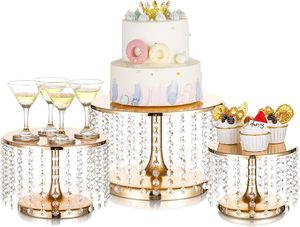 พรีเมี่ยมคุณภาพโลหะทองเค้กยืนคริสตัล Cupcake ขนมขนมหวานยืนสําหรับงานแต่งงานงานปาร์ตี้ - Product Image 5