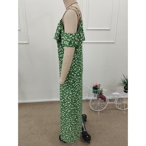 Robe longue Supreme à bretelles et épaules dénudées pour femme avec fente, à motifs, 36296 - Vert - Product Image 5