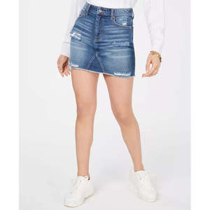 Mini-jupe décontractée à fleurs Tinseltown Junior, en jean bleu déchiré avec ceinture, taille 3 – Styles vintage sexy, coupe crayon, trapèze, droite pour l'automne - Product Image 1