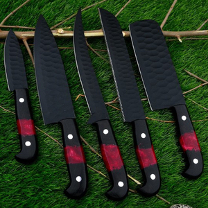 ชุดมีดสแตนเลสดามัสกัสทำด้วยมือชุดมีดรับประทานอาหารในครัวทำจากเรซินโลหะทนทานออกแบบได้ตามต้องการกระเป๋าหนัง - Product Image 4