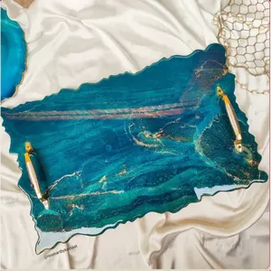 Top modèle plateau en résine Rectangle plateaux de service pour l'hospitalité cuisine artisanat dessus de table décoratifs en gros - Product Image 1