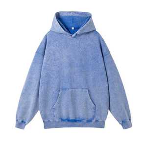 Sweat-shirts vintage d'hiver pour hommes, 100% coton lourd, 350 grammes, de haute qualité, lavés à l'acide, coupe classique, unis, avec poches - Product Image 6