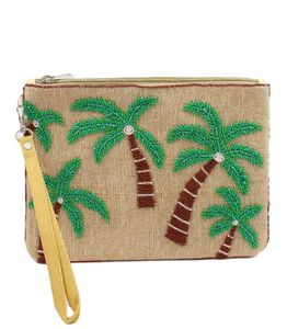 Bonita Personalización de bordado Palma diseño con cuentas Mini bolsa con cremallera con cuentas de semillas artesanales y estilo elegante DE LA India - Product Image 1
