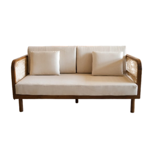 Canapé de salon, dimensions 236x85x78, combinaison bois de teck et rotin, design moderne et élégant - Product Image 3