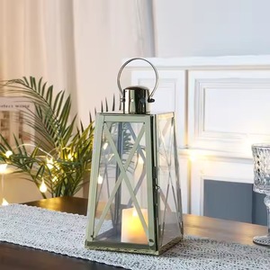 Iron <b>Lantern</b> Rustic Decorative <b>Candle</b> Holder Vintage Style Metal Lighting Accent for Indoor <b>Outdoor</b> Garden and Home Decor - Product Image 2