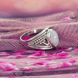 ทำด้วยมืออัญมณีมูนสโตนแหวนซ้อนกันได้เงินสเตอร์ลิงธรรมชาติเครื่องประดับชั้นดีสำหรับผู้หญิงของขวัญที่สมบูรณ์แบบสำหรับเธอ - Product Image 3