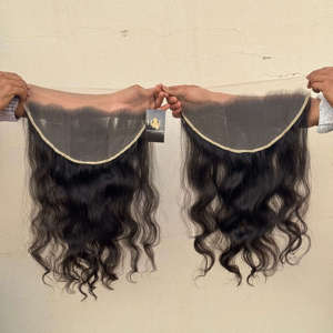 Perruques à fermeture en dentelle suisse HD 5x5 6x6, cheveux humains pré-épilés, cheveux humains bruts de temple ondulés 5x5 pour femmes noires - Product Image 1