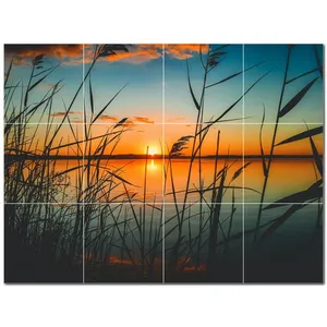 Coucher de soleil carreaux de céramique murale PT500988 17 \ "W X 12.75 \" H Ensemble de 12 4.25 carreaux chacun - Product Image 1