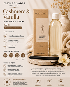 น้ำหอมปรับอากาศแบบรีฟิล กลิ่นแคชเมียร์และวานิลลา ขนาด 200 มล. สำหรับแบรนด์ส่วนตัว (OEM) |   ไมคาโดะ รีฟิลพร้อมแท่ง |   สเปน สหภาพยุโรป - Product Image 3