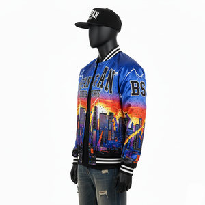 Chaqueta de Satén Premium, Tela Lisa y Brillante, Impresión por Sublimación Multicolor, Logotipo Personalizado, Ribete de Punto Acanalado, Chaqueta para Hombre - Product Image 5