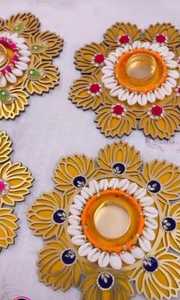 Ensemble de rangolis en coquillages de vache assortis avec un porte-bougie classique durable pour les événements de mariage, décoration de centre de table - Product Image 6